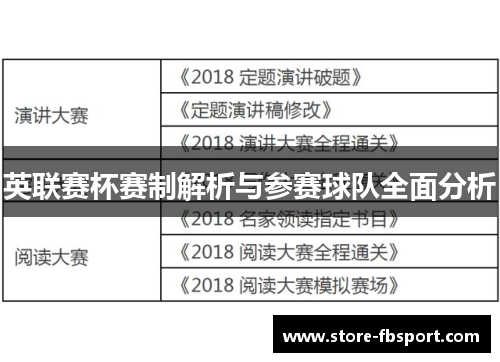 英联赛杯赛制解析与参赛球队全面分析